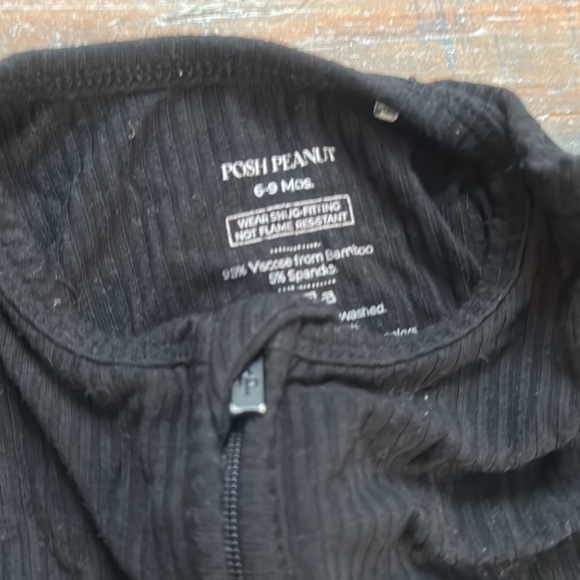 Black ribbed Posh Peanut zippie pajama - Picture 2 of 4